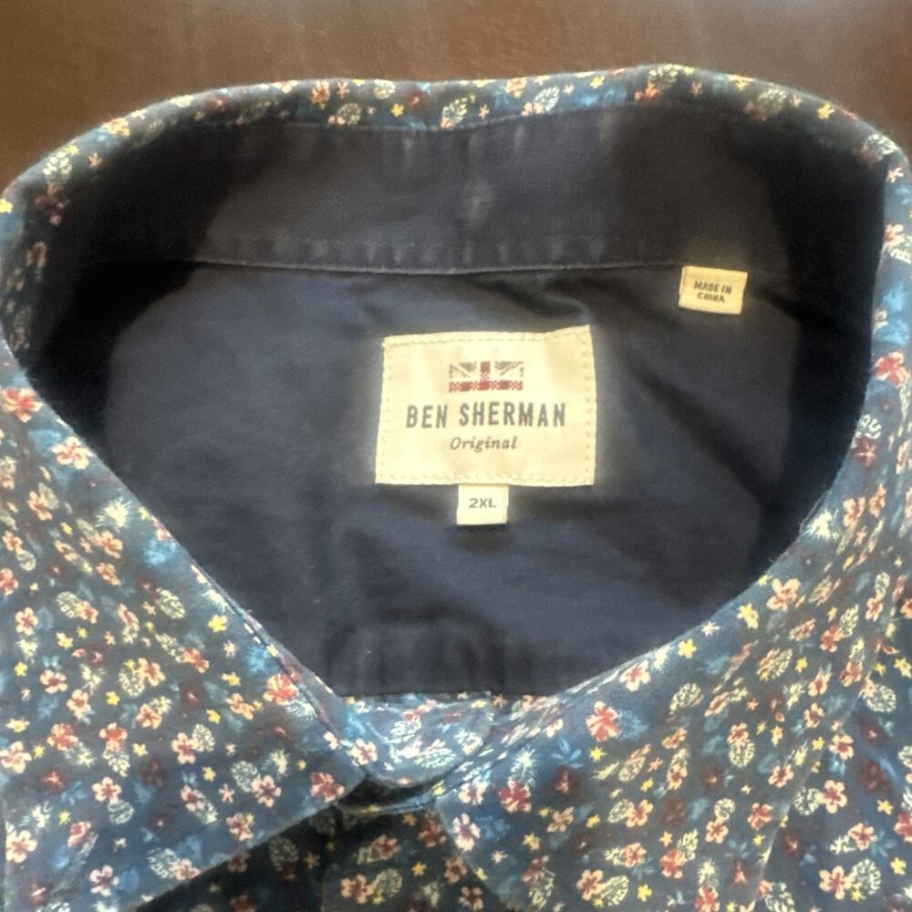 Ben Sherman MENS button down shirt short sleeve Blue Multicolor. 0008
